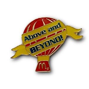 McDonald’s Pin Above and Beyond 1970s Red & Yellow Hot Air Balloon Lapel Pin